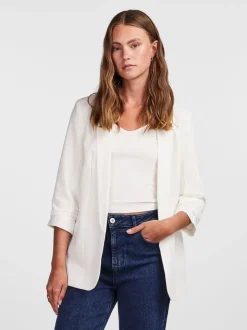 Blanc - Blazer PIECES à manches froncées