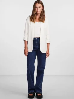 Blanc - Blazer PIECES à manches froncées