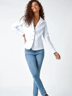 Blanc - Blazer Roman stretch à boutons