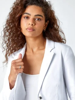Blanc - Blazer Roman stretch à boutons