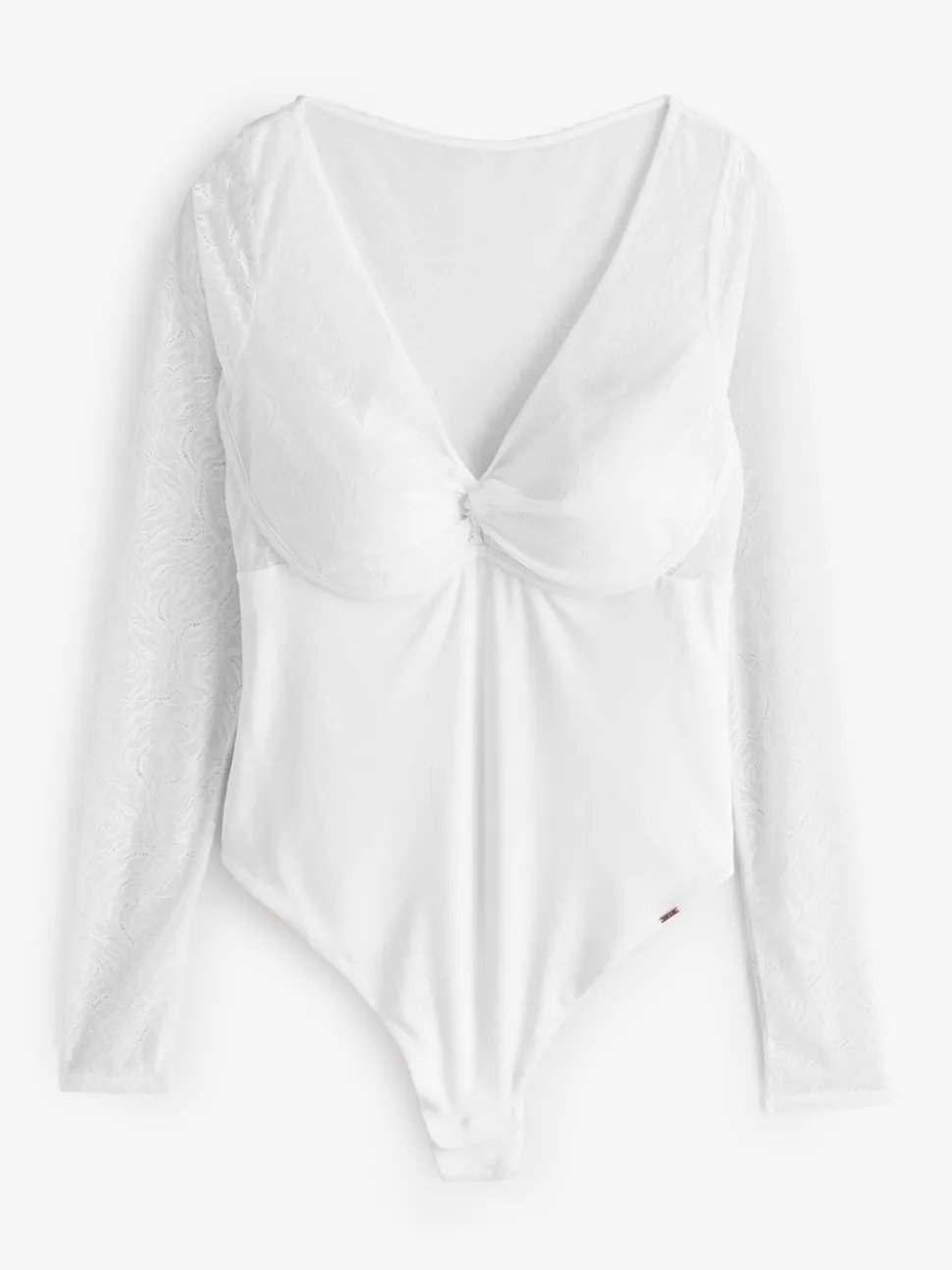 Blanc - Body string rembourré Lipsy en dentelle à manches longues