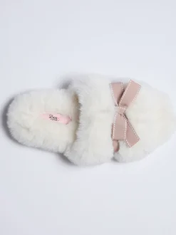 Blanc - Boux Avenue Chaussons curseurs en peluche avec nœud