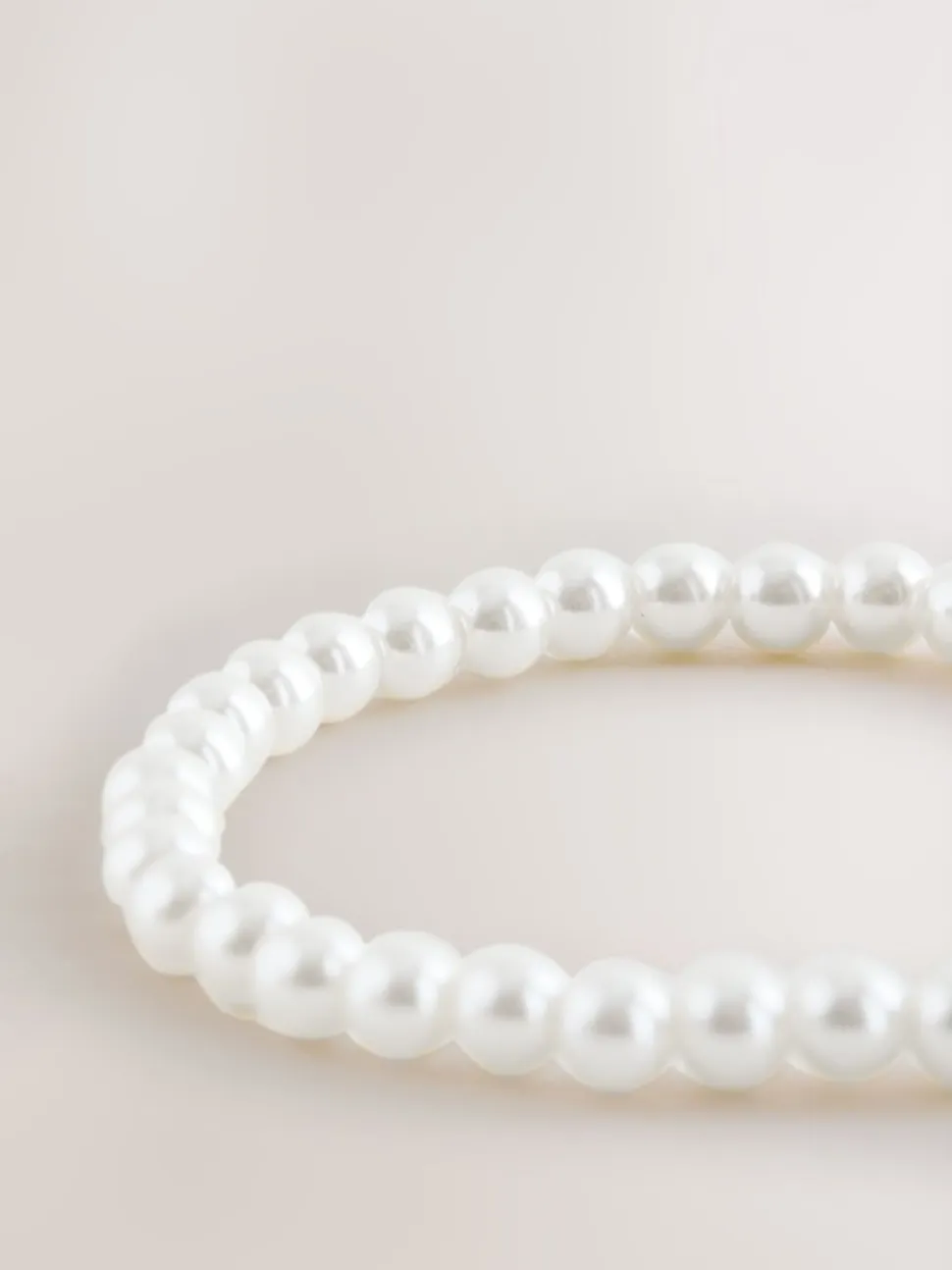 Blanc - Bracelet en peluche extensible effet perle
