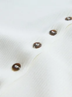 Blanc - Cardigan côtelé en maille à manches volumineuses