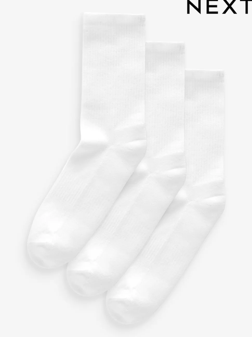 Blanc - Chaussettes de sport à semelles coussinées 3 Pack avec soutien de la voûte plantaire