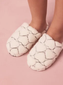 Blanc - Chaussons mules Borg Cœur