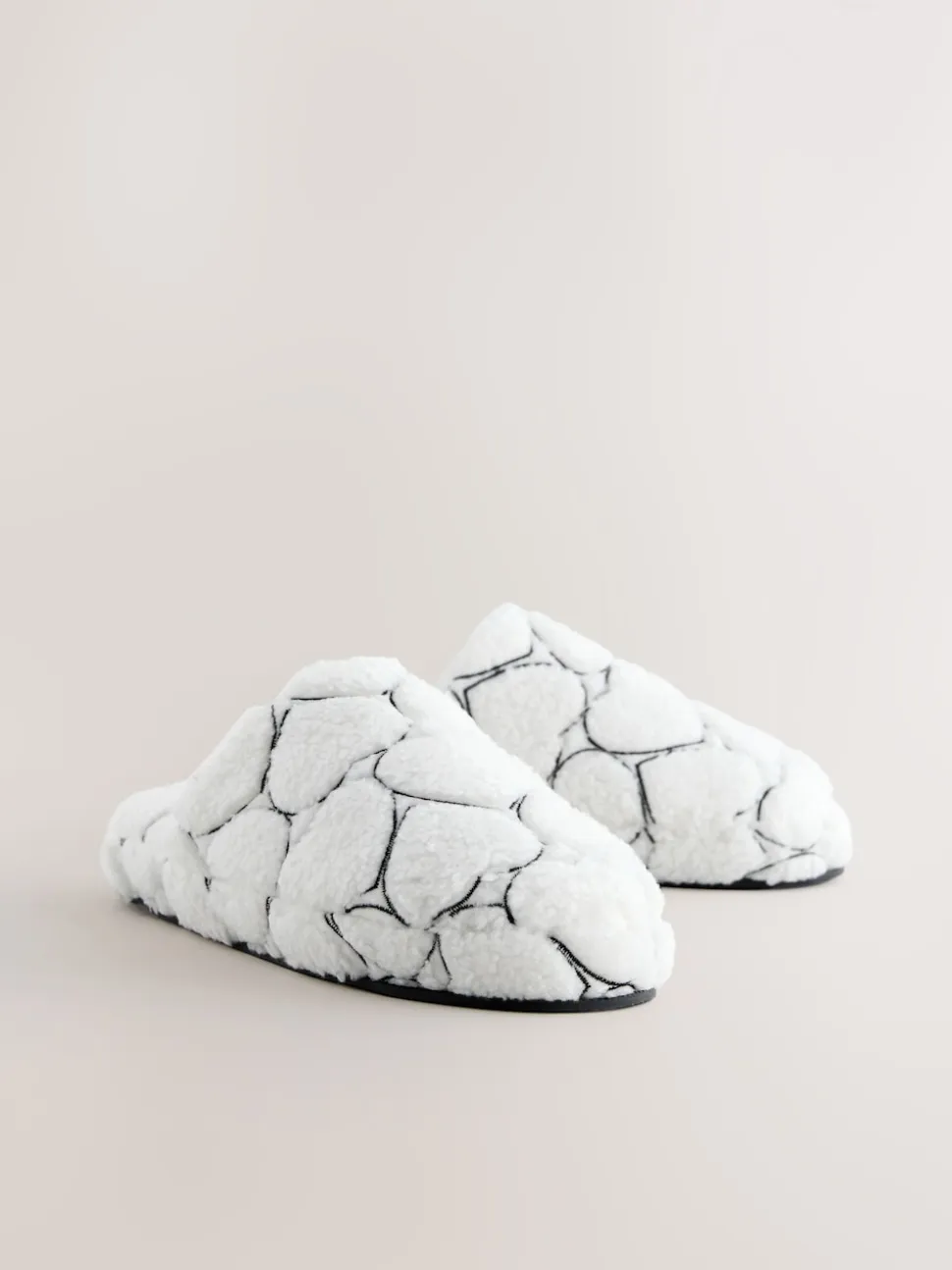 Blanc - Chaussons mules Borg Cœur