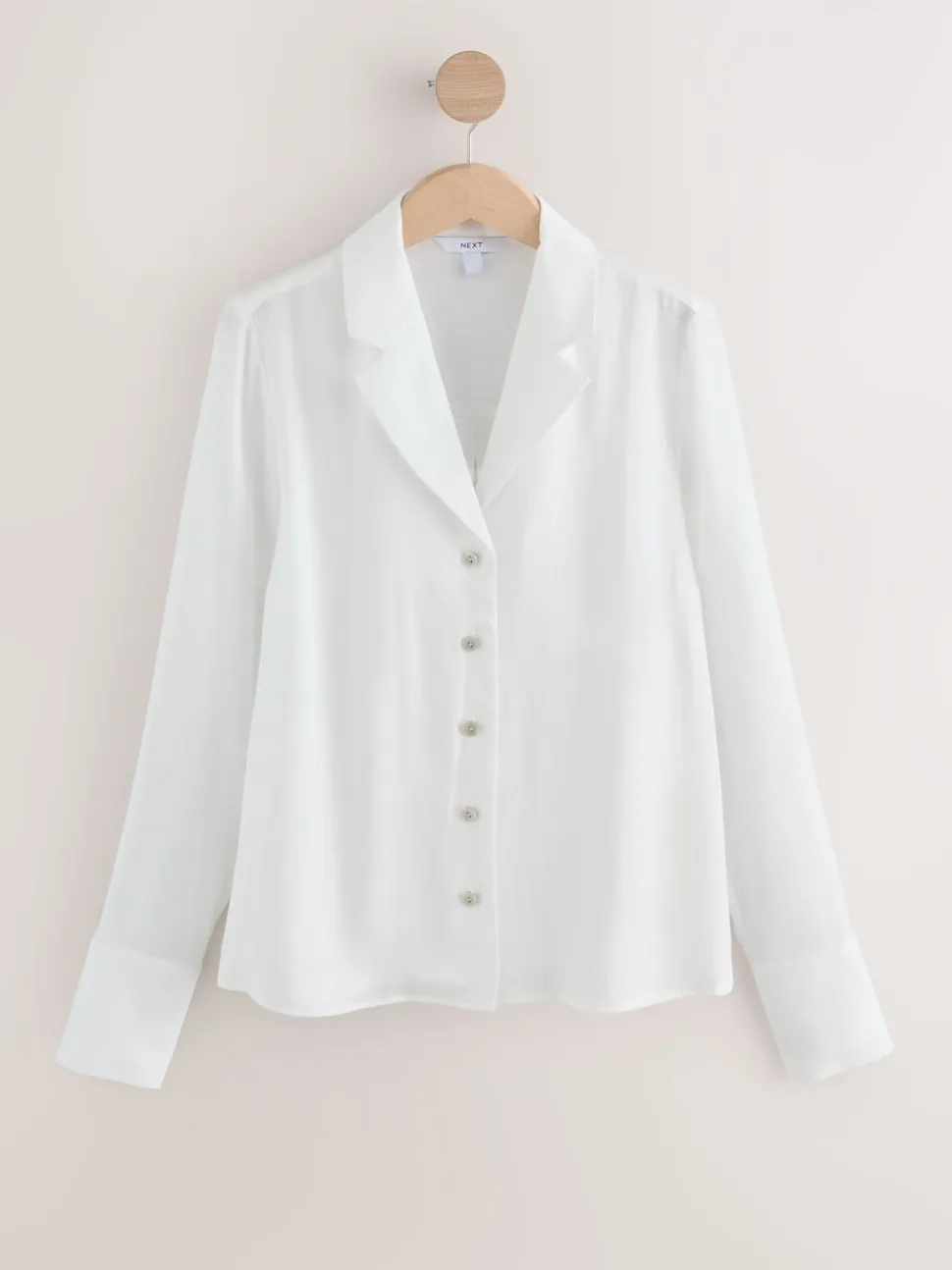 Blanc - Chemise à manches longues à col doux Revere