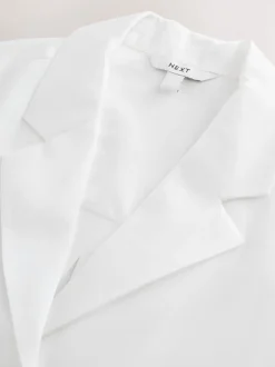 Blanc - Chemise à manches longues à col doux Revere