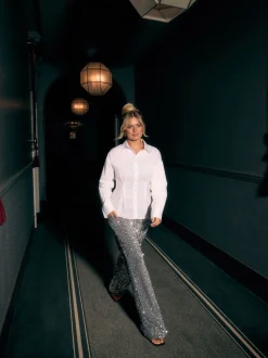 Blanc - Chemise ajustée à taille cintrée