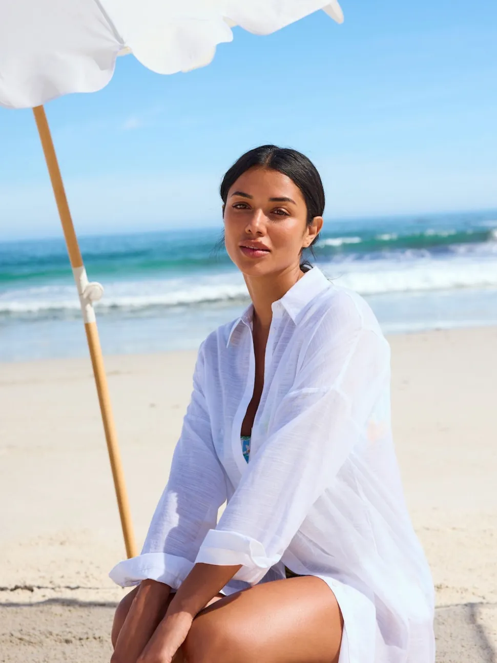 Blanc - Chemise de plage