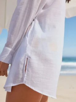 Blanc - Chemise de plage