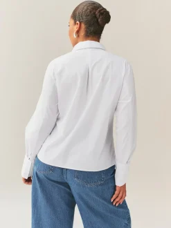 Blanc - Chemise Fuller Bust ajustée extensible Essential à manches longues