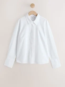 Blanc - Chemise Fuller Bust ajustée extensible Essential à manches longues