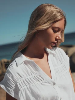 Blanc - chemise Manche courte en lin