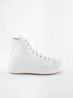 Blanc - Converse cuir à plateforme Chuck Taylor All Star Move