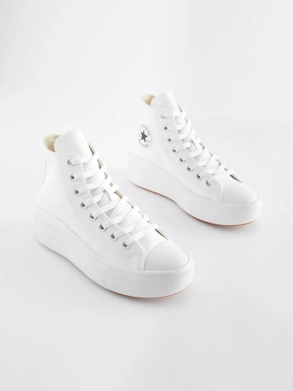 Blanc - Converse cuir à plateforme Chuck Taylor All Star Move