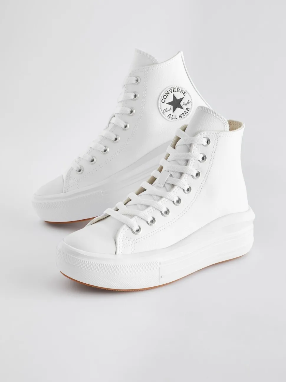 Blanc - Converse cuir à plateforme Chuck Taylor All Star Move