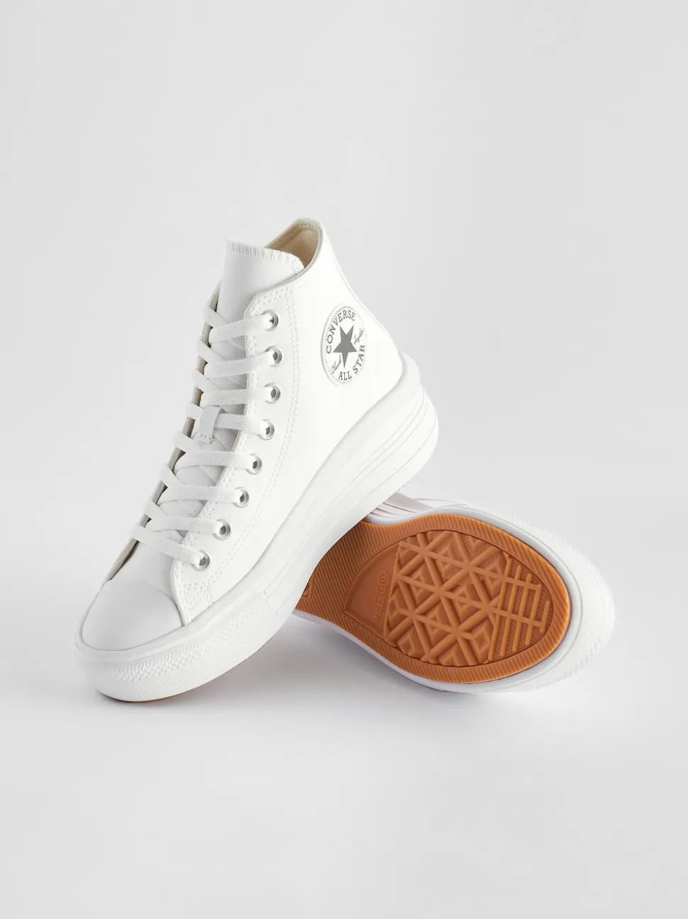 Blanc - Converse cuir à plateforme Chuck Taylor All Star Move