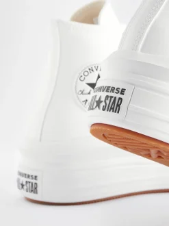 Blanc - Converse cuir à plateforme Chuck Taylor All Star Move