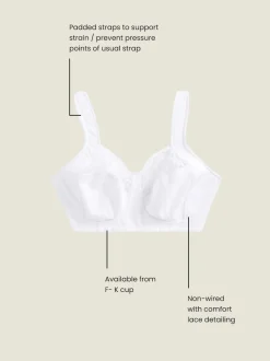 Blanc - DK Ultimate Comfort Cup Soutien-gorge à bretelles rembourrées sans armatures avec soutien latéral