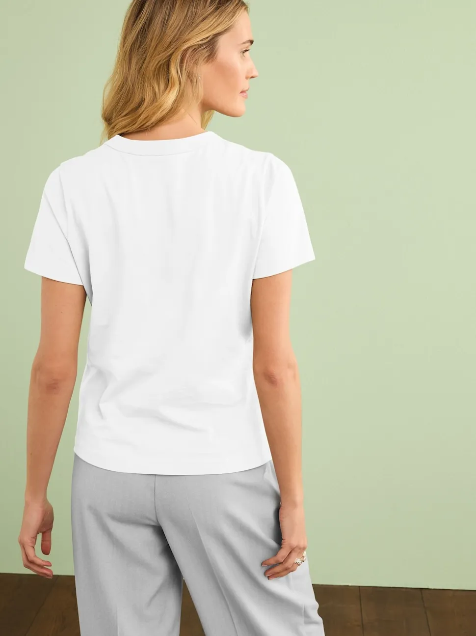 Blanc - Essential Pure Cotton Courts Col rond T-shirt