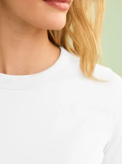 Blanc - Essential Pure Cotton Courts Col rond T-shirt