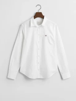 Blanc - Gant Chemise Oxford stretch ajustée
