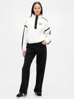Blanc - Gap Polaire raccourcie oversize en sherpa à demi-fermeture éclair