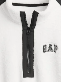 Blanc - Gap Polaire raccourcie oversize en sherpa à demi-fermeture éclair