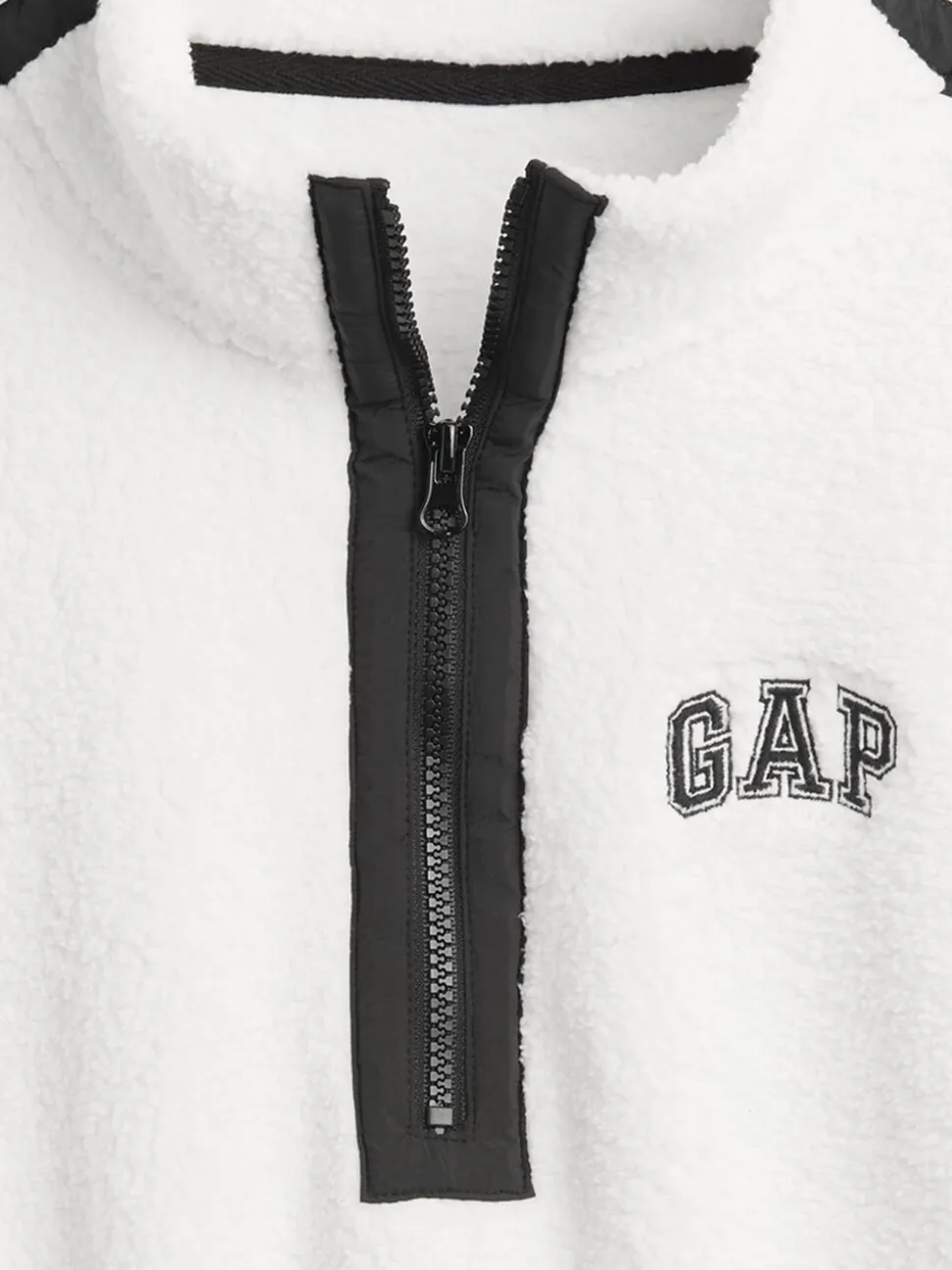 Blanc - Gap Polaire raccourcie oversize en sherpa à demi-fermeture éclair