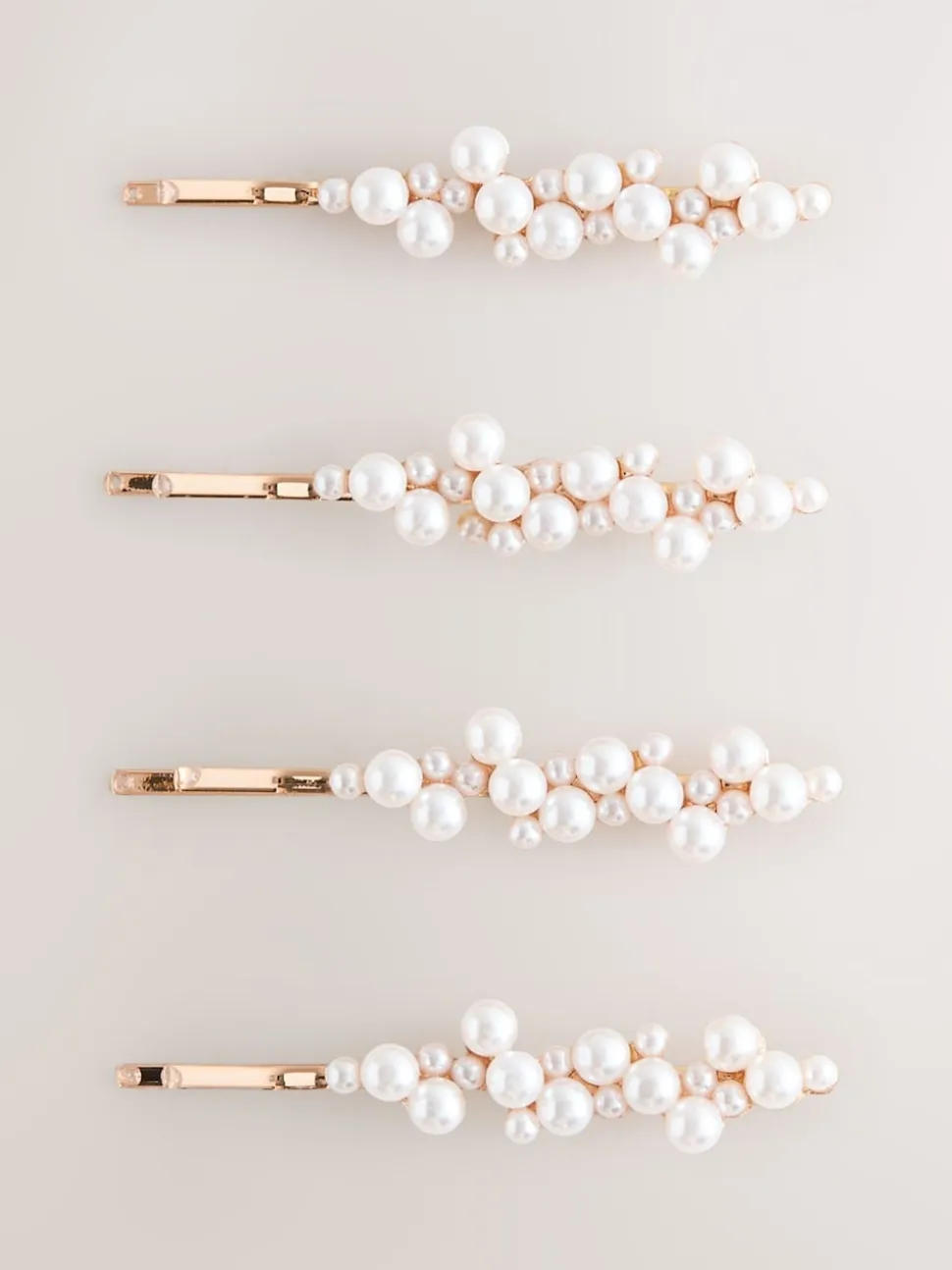 Blanc - Glissières à cheveux effet perle