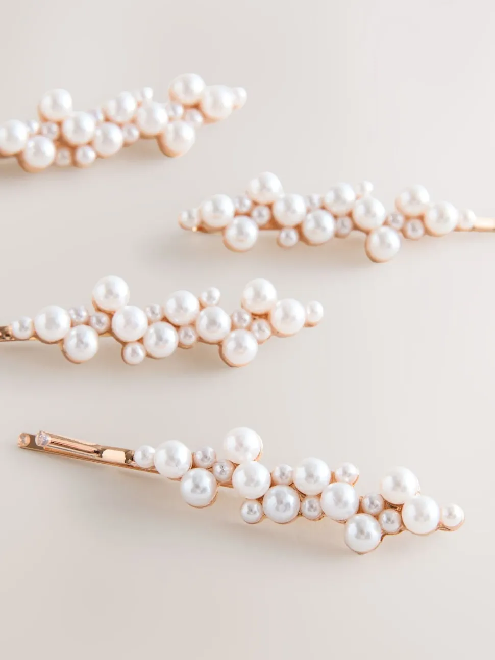 Blanc - Glissières à cheveux effet perle