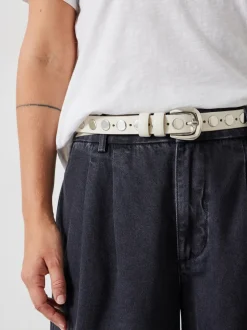 Blanc - Hush Seren - Ceinture en cuir cloutée