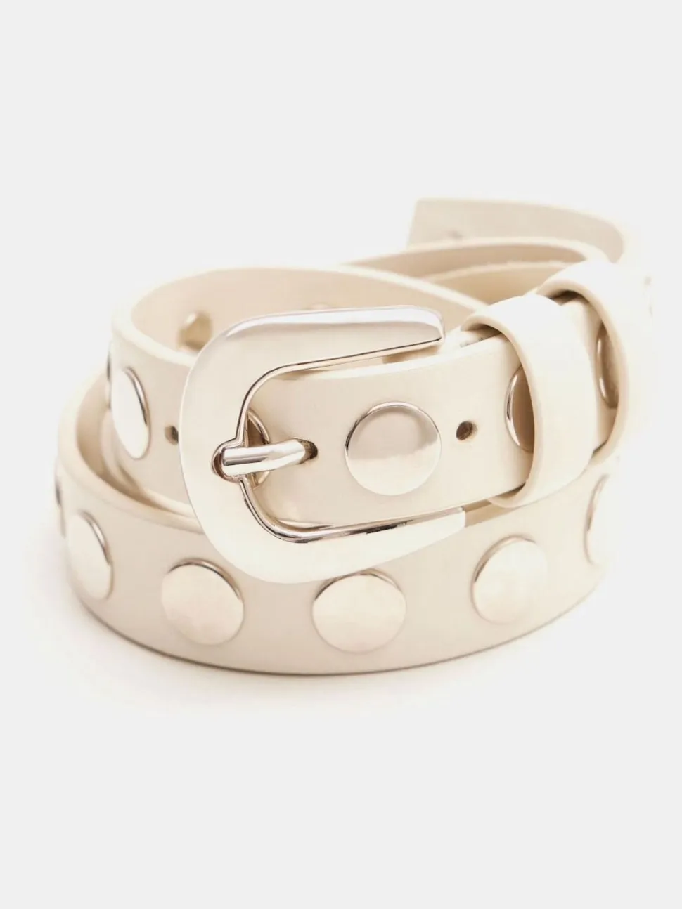 Blanc - Hush Seren - Ceinture en cuir cloutée