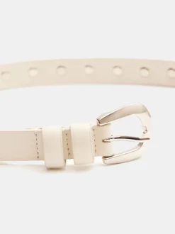 Blanc - Hush Seren - Ceinture en cuir cloutée