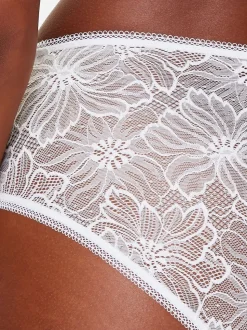 Blanc - KBX Alice Lace High Rise Brazilian Knickers (culotte brésilienne haute en dentelle)