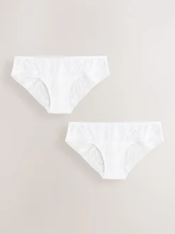 Blanc - Lot de 2 culottes en dentelle et microfibre