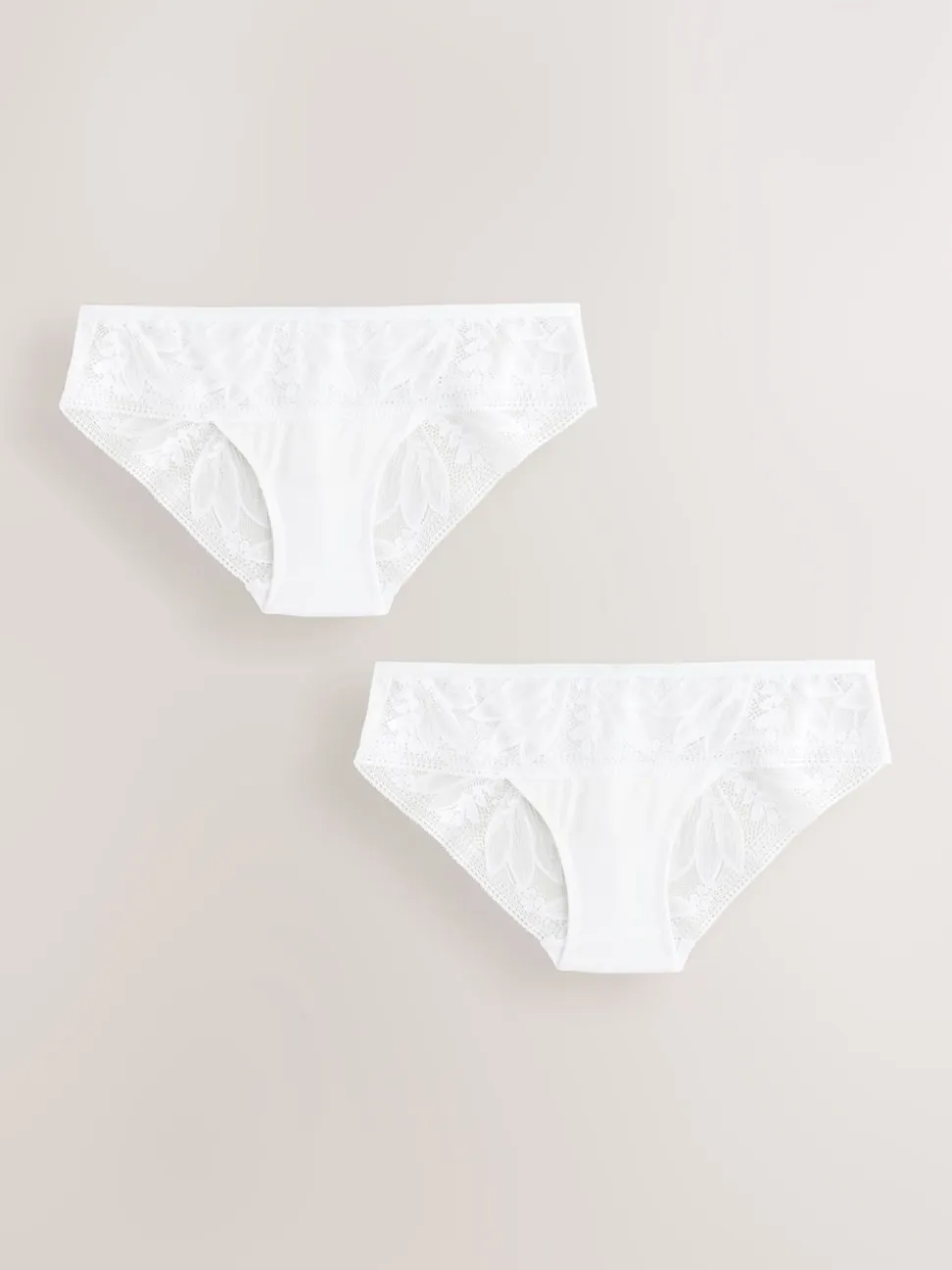 Blanc - Lot de 2 culottes en dentelle et microfibre