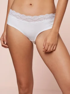 Blanc - Lot de 4 culottes en coton et dentelle