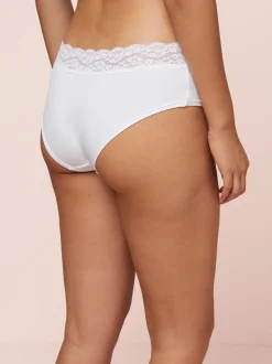 Blanc - Lot de 4 culottes en coton et dentelle