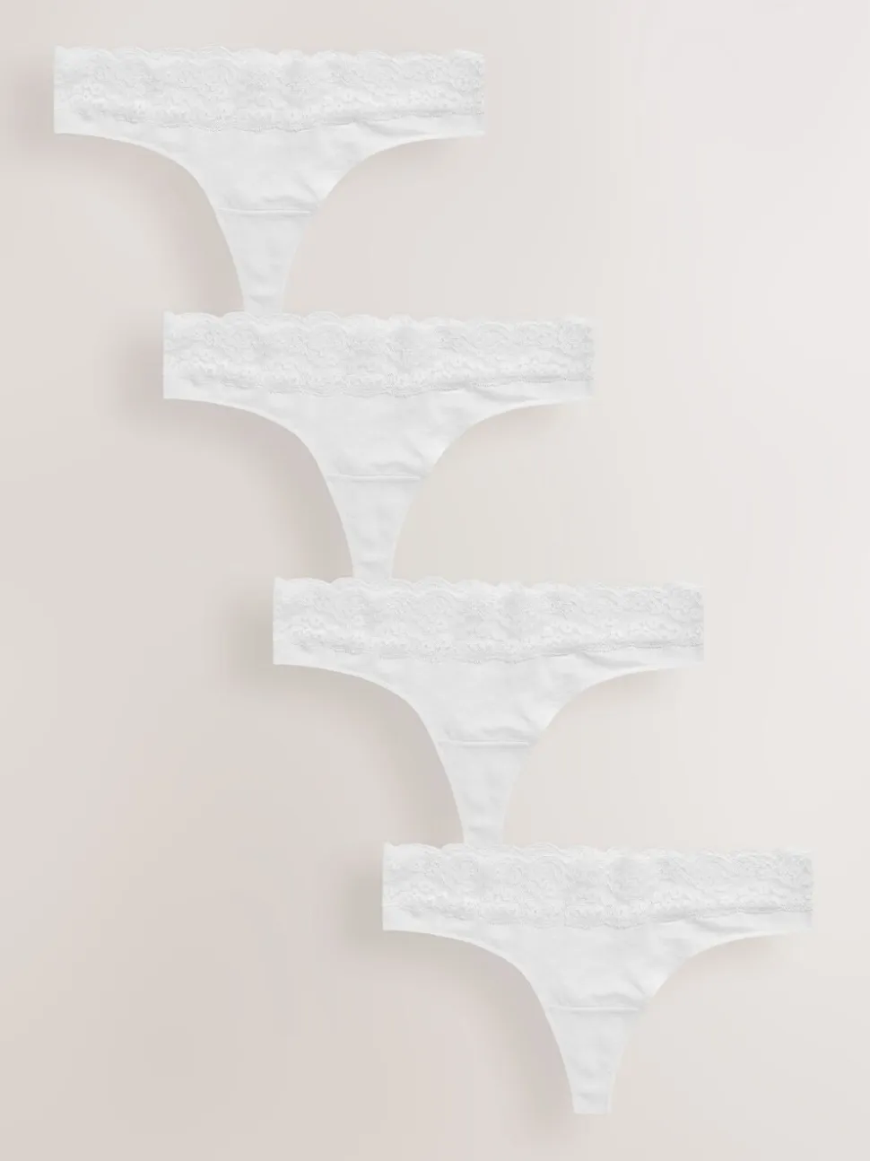 Blanc - Lot de 4 culottes en coton et dentelle