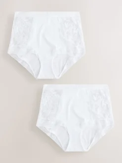 Blanc - Lot de 2 culottes en dentelle et microfibre