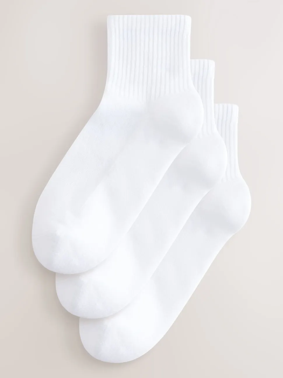Blanc - Lot de 3 paires de chaussettes courtes côtelées à semelle coussinée avec soutien de la voûte plantaire