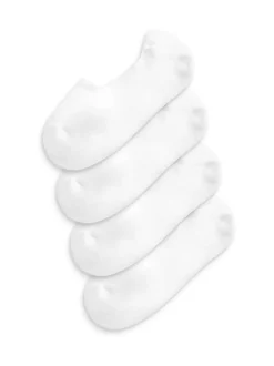 Blanc - Lot de 4 paires de chaussettes de sport invisibles à semelle matelassée