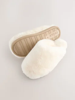 Blanc - N. Chaussons mules en shearling haut de gamme