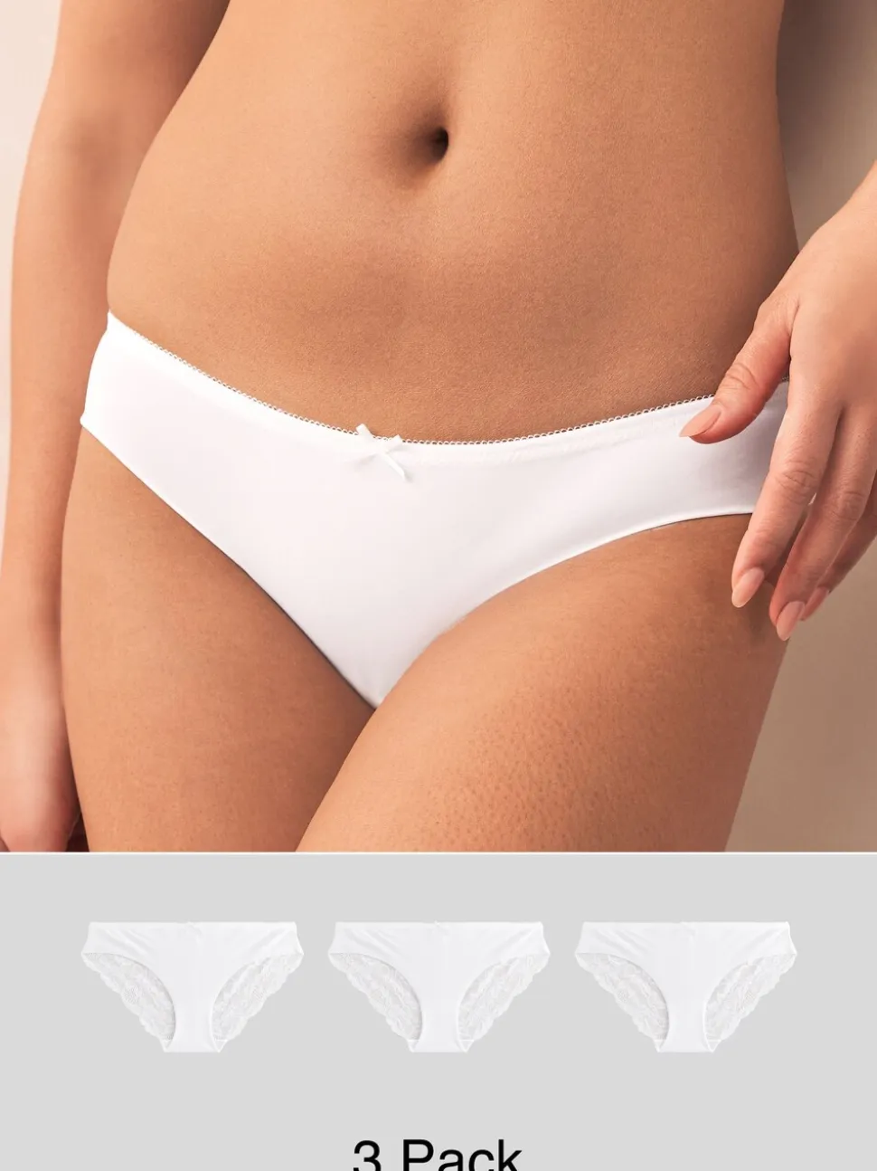 Blanc - No VPL Lace Back Briefs 3 Pack