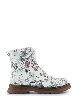 Blanc - Pavers Bottes À lacets Fleuri