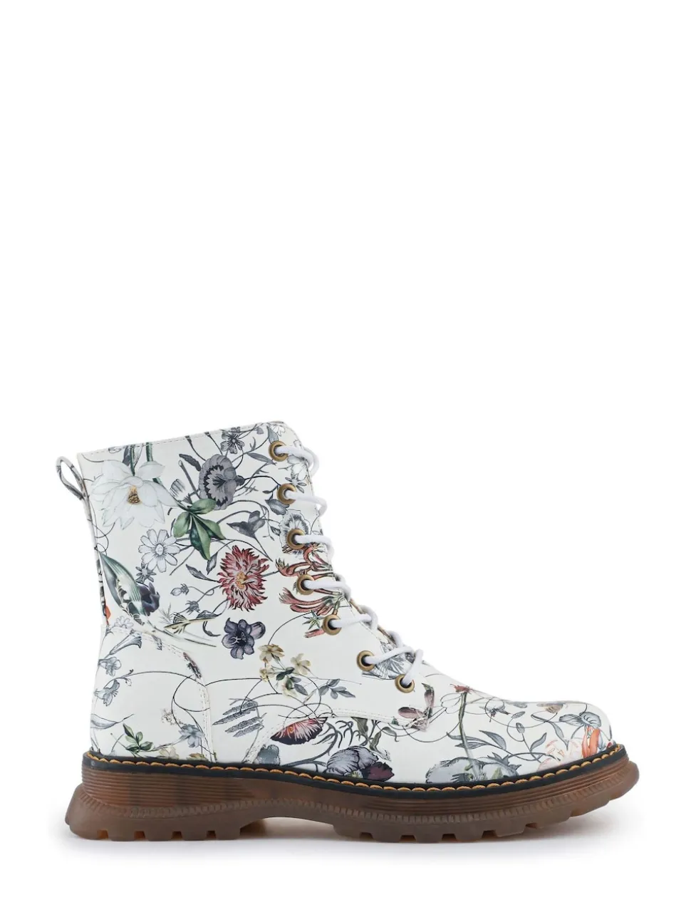 Blanc - Pavers Bottes À lacets Fleuri