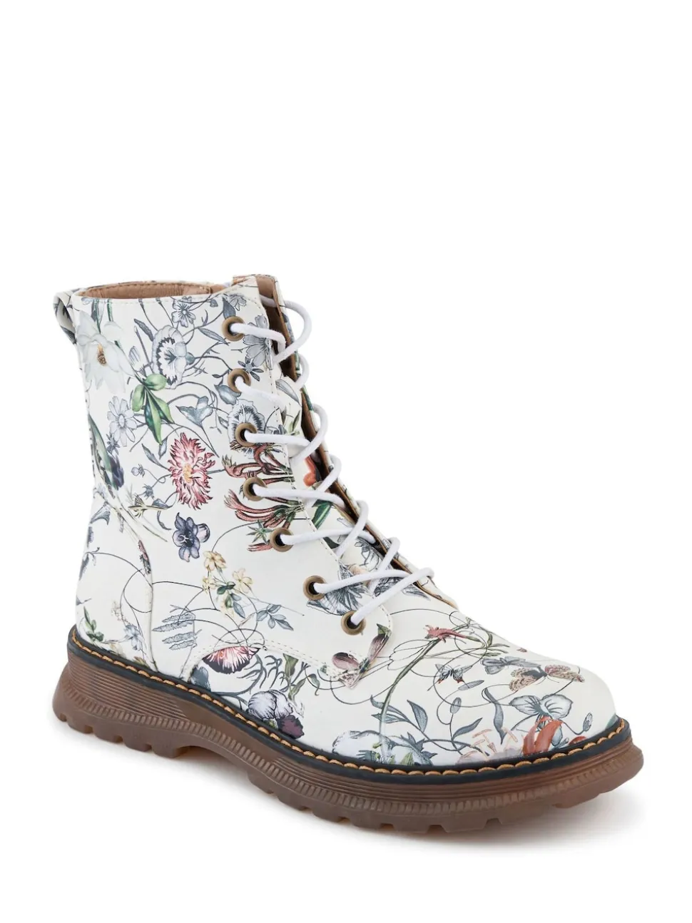 Blanc - Pavers Bottes À lacets Fleuri